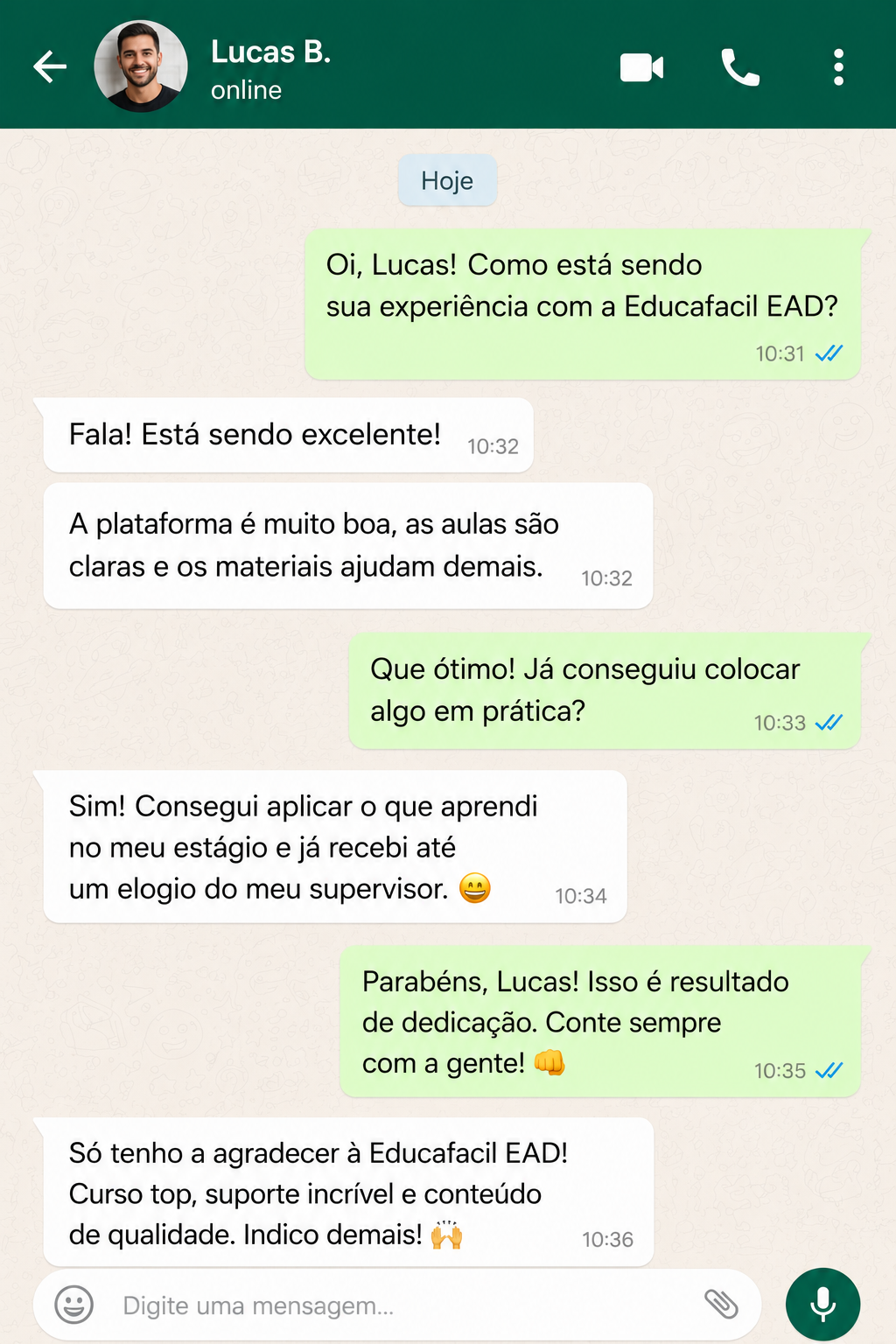 Depoimento de aluno